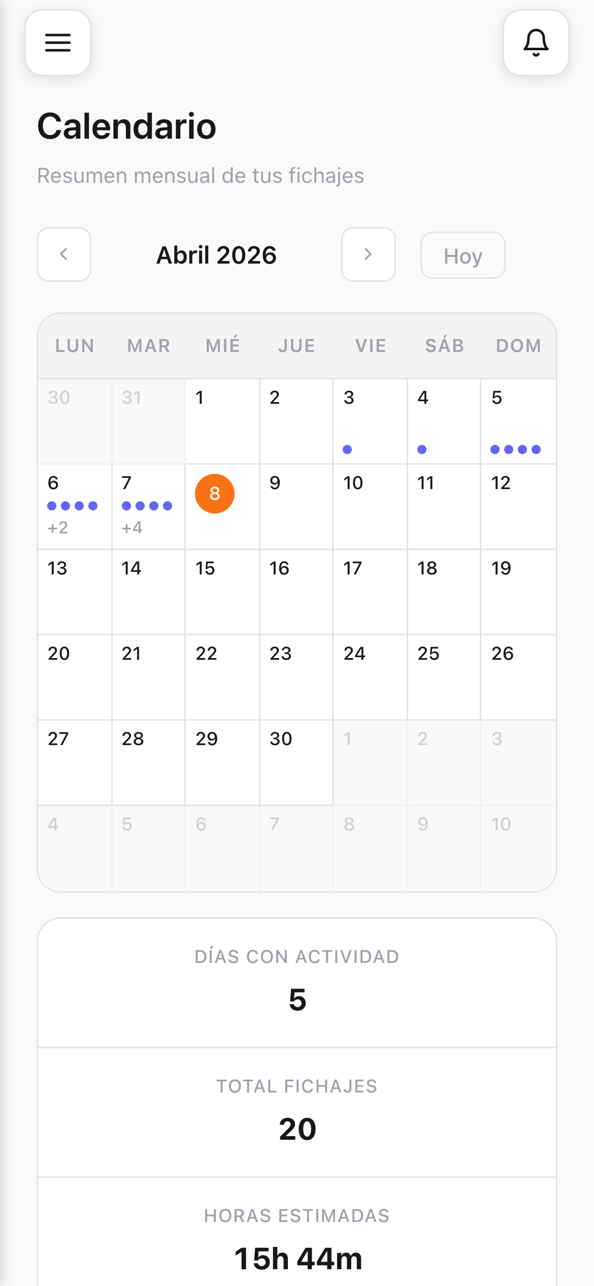 Calendario mensual
